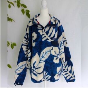 Patagonia Synchilla Jacket Men's Spice Garden Navy Blue White Fleece XXL